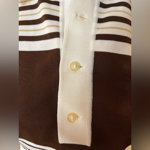Vintage 70’s Golf  Shirt 👕,buttoned, brown/white/tan stripe, short sleeve. - Picture 6 of 6